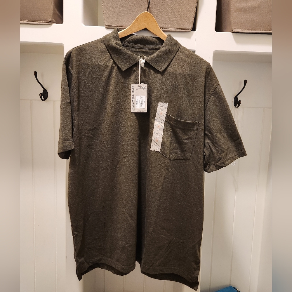 Mens short sleeve polo(olive/gray)